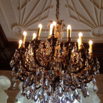 Bronz kristálycsillár végdíszekkel bronz